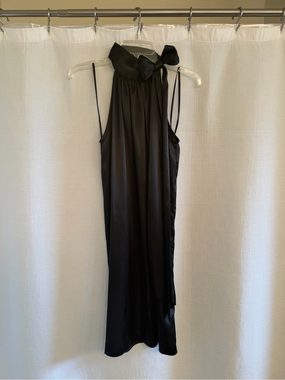 Eliza J Satin Black Halter Neck Dress